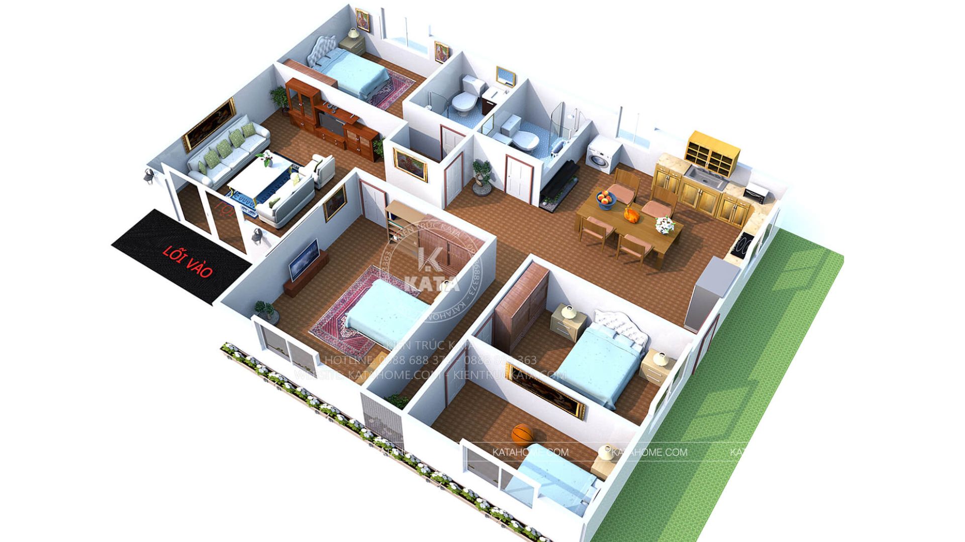 Mẫu nhà cấp 4 4 phòng ngủ 400 triệu