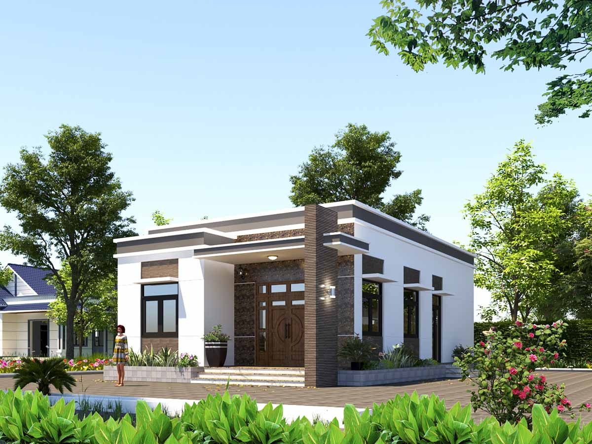 Mẫu thiết kế mặt tiền nhà cấp 4 4 phòng ngủ 400 triệu 