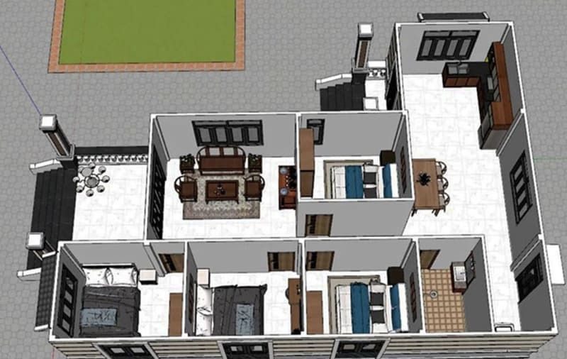 Mẫu nhà cấp 4 4 phòng ngủ 400 triệu