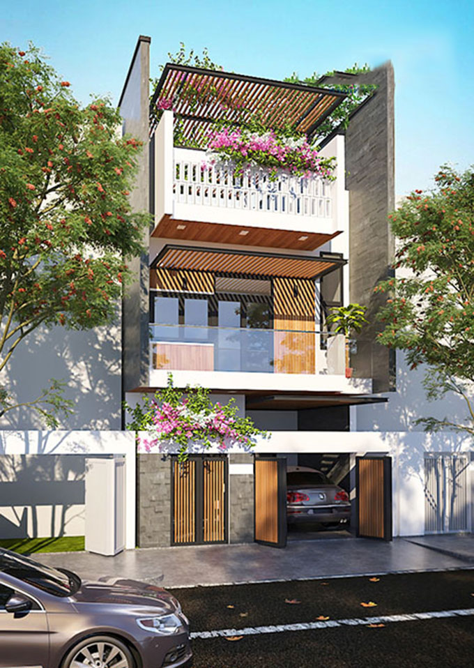 mẫu nhà phố đẹp 2 tầng