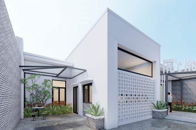 Mẫu nhà cấp 4 nông thôn chữ L mái bằng